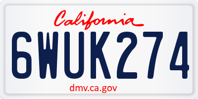 CA license plate 6WUK274