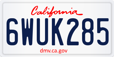 CA license plate 6WUK285