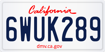 CA license plate 6WUK289