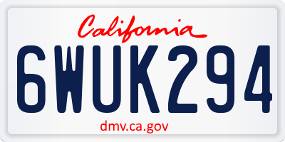CA license plate 6WUK294
