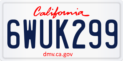 CA license plate 6WUK299