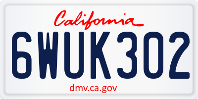 CA license plate 6WUK302