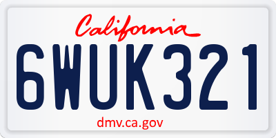 CA license plate 6WUK321