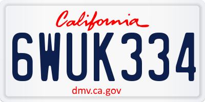 CA license plate 6WUK334