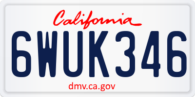CA license plate 6WUK346