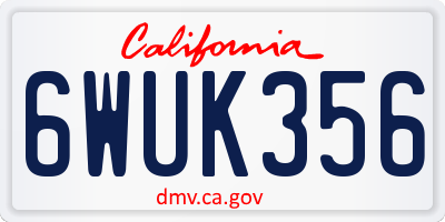 CA license plate 6WUK356