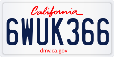 CA license plate 6WUK366