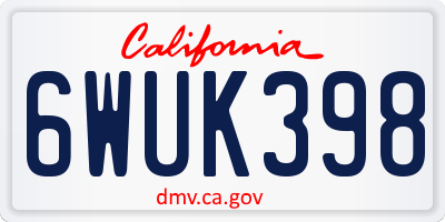 CA license plate 6WUK398