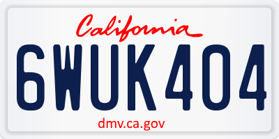 CA license plate 6WUK404
