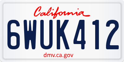 CA license plate 6WUK412