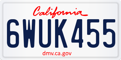 CA license plate 6WUK455