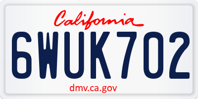 CA license plate 6WUK702
