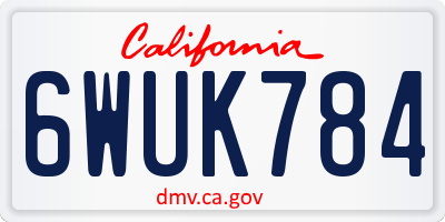 CA license plate 6WUK784