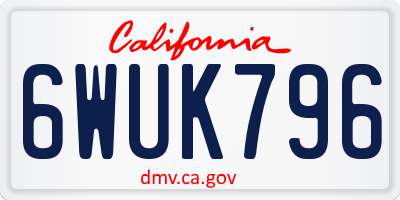 CA license plate 6WUK796