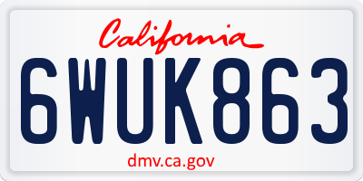 CA license plate 6WUK863