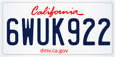 CA license plate 6WUK922
