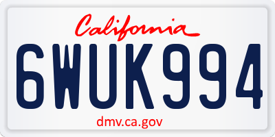 CA license plate 6WUK994