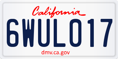 CA license plate 6WUL017
