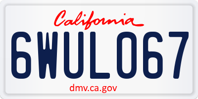 CA license plate 6WUL067