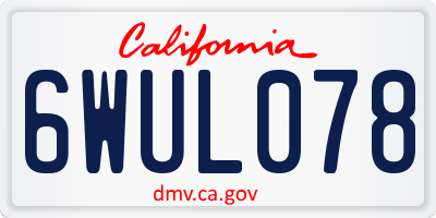 CA license plate 6WUL078