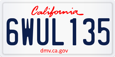 CA license plate 6WUL135