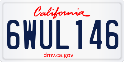 CA license plate 6WUL146