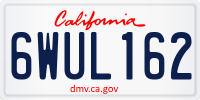 CA license plate 6WUL162