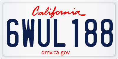 CA license plate 6WUL188