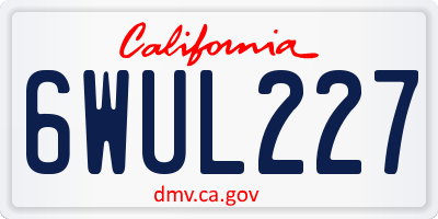 CA license plate 6WUL227