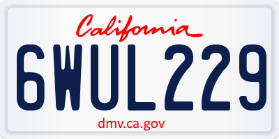 CA license plate 6WUL229