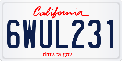 CA license plate 6WUL231