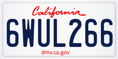 CA license plate 6WUL266