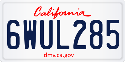 CA license plate 6WUL285