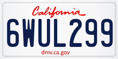 CA license plate 6WUL299