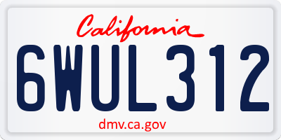 CA license plate 6WUL312
