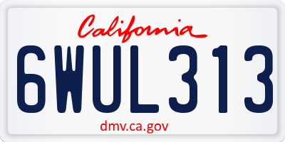 CA license plate 6WUL313