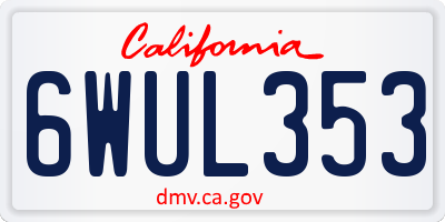CA license plate 6WUL353