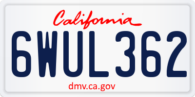 CA license plate 6WUL362