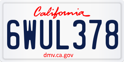 CA license plate 6WUL378