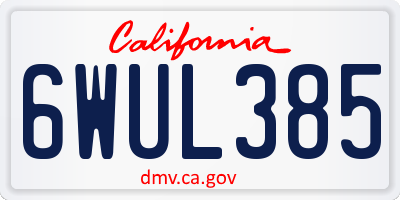 CA license plate 6WUL385