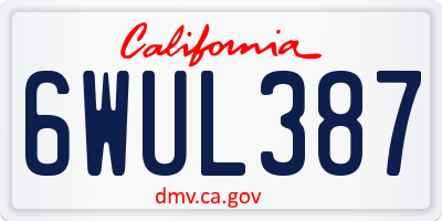 CA license plate 6WUL387
