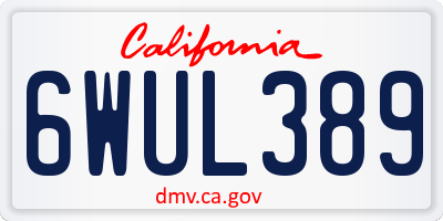 CA license plate 6WUL389