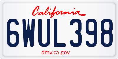 CA license plate 6WUL398