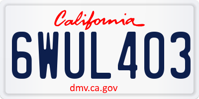 CA license plate 6WUL403