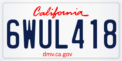 CA license plate 6WUL418