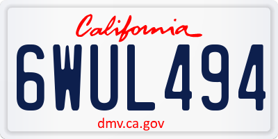 CA license plate 6WUL494