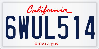 CA license plate 6WUL514