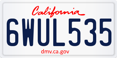 CA license plate 6WUL535