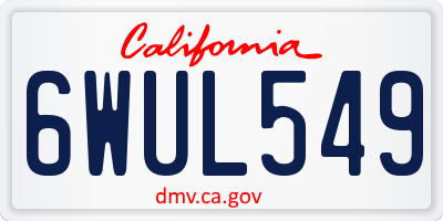 CA license plate 6WUL549