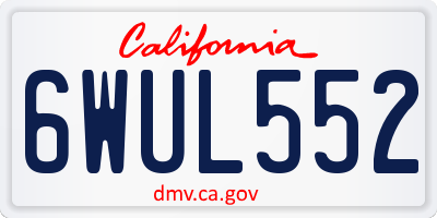 CA license plate 6WUL552